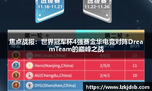 焦点战报：世界冠军杯4强赛金华电竞对阵DreamTeam的巅峰之战